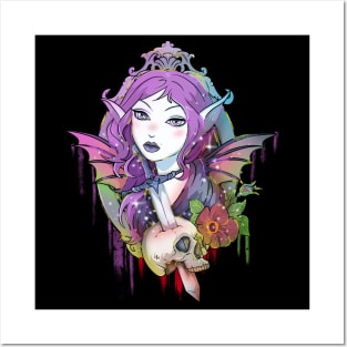 Floral Skull Fairy Posters and Art